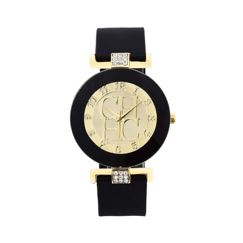 

New Fashion Brand Black Geneva Casual Quartz Watch Women Crystal Silicone women's Watches Wrist Watch Relojes hombre 2019 clock