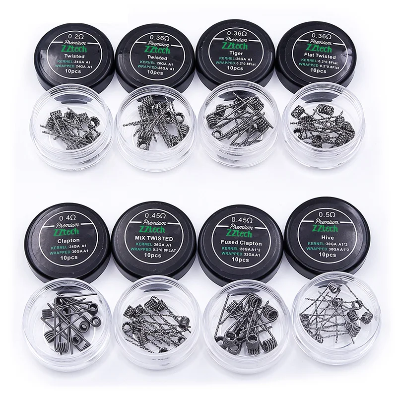 Готовые спирали ZZtech 10 шт./лот Alien Clapton плоские скрученные сплавленные Mix провода Quad