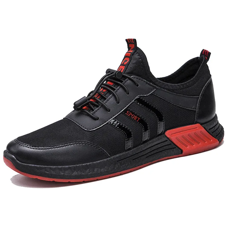 2019 spring Men's black Sneakers Casual Wild Fashionable Mesh Breathable flat shoes outdoor walking Movement Elastic band shoes