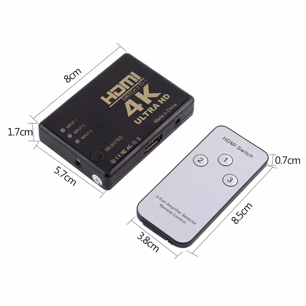 HDMI Splitter 3 in 1 out 4K Ultra HD 1080P 3 Port HDMI Switch Amplifier