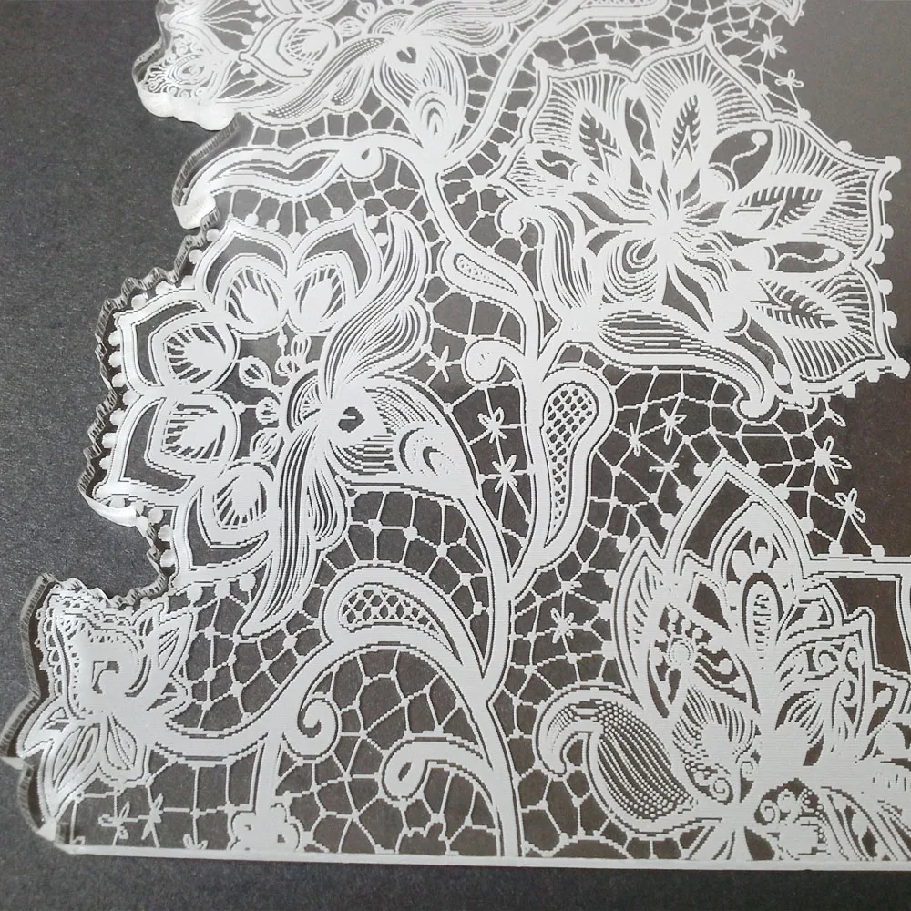  Customized 180*120mm laser engraved lace pattern clear acrylic wedding invitation card (1lot=100pcs - 32765591710