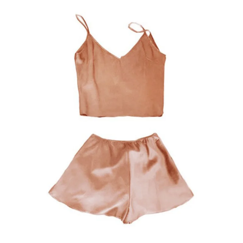 Женская пижама из искусственного шелка на бретельках летний топ с бретельками +