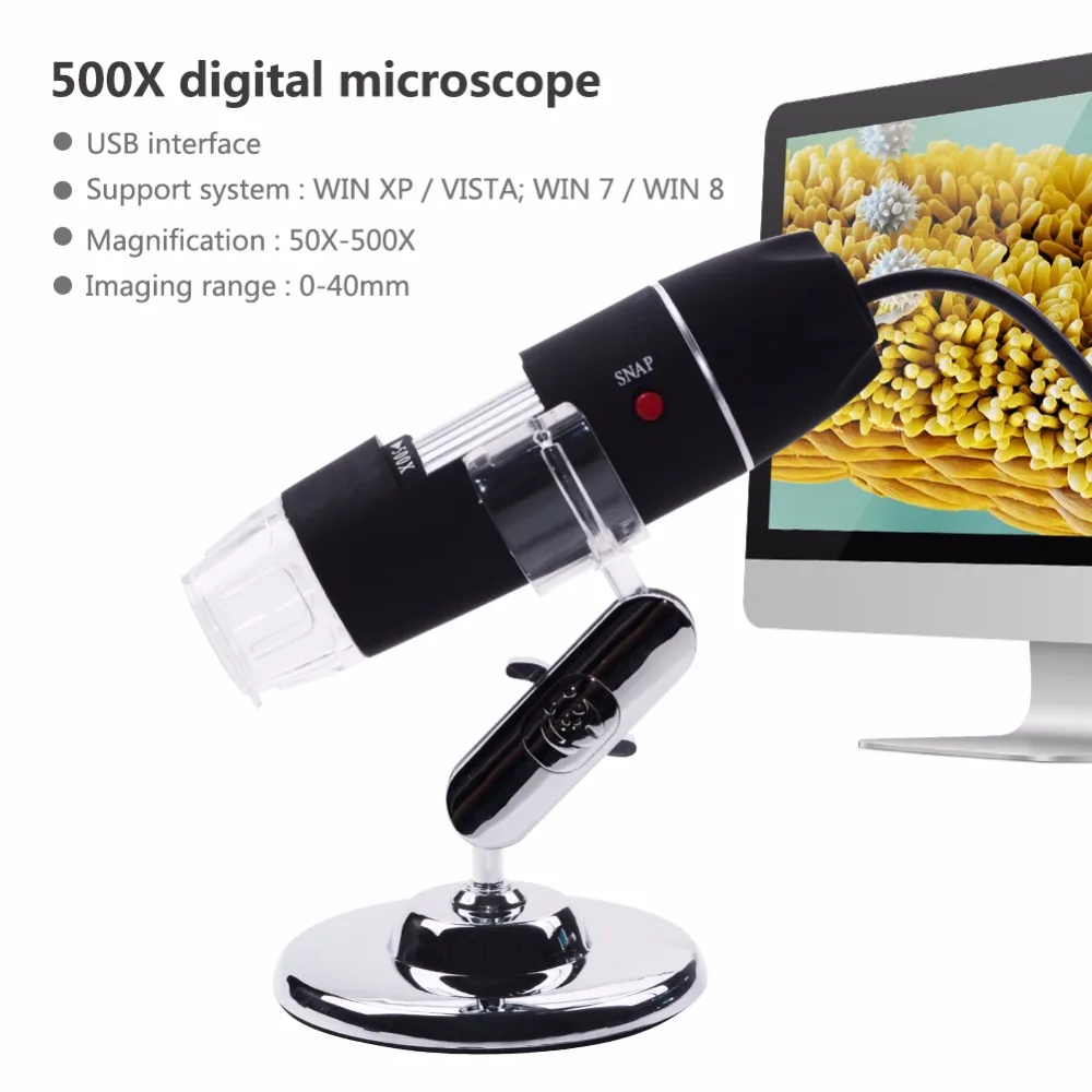 

5pcs Portable 50-500X 2.0 MP USB Digital Microscope Endoscope Magnifier Camera 8 LED with Hyperopia function with retail box