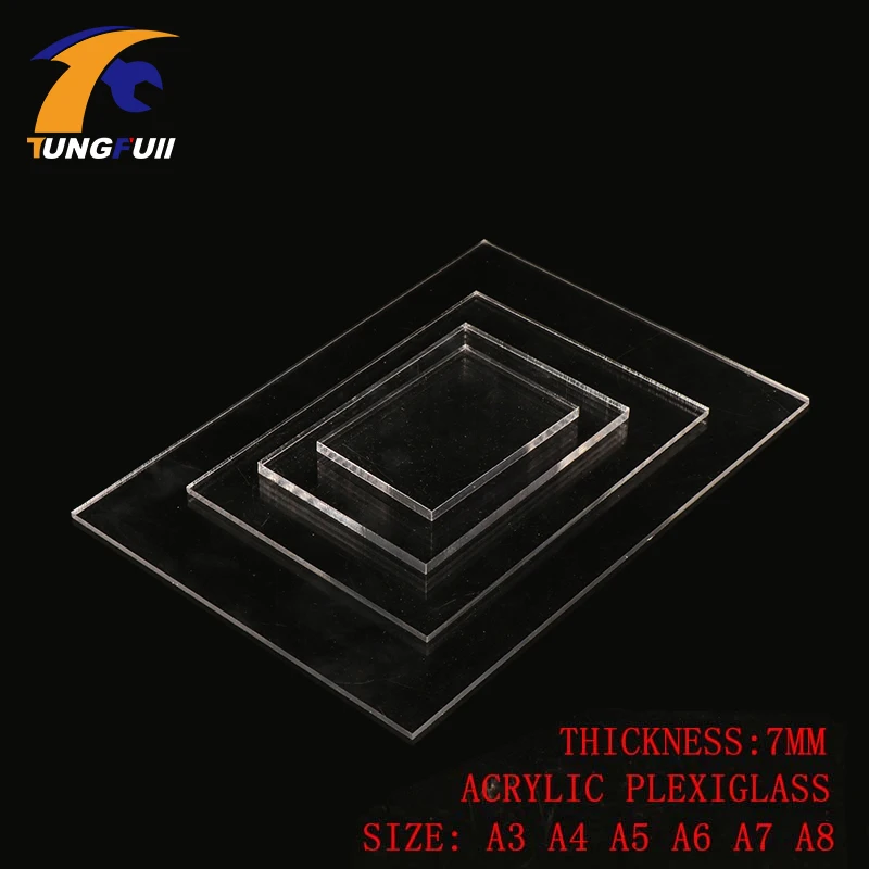 

TUNGFULL 7mm Acrylic Sheet Cut Plastic Transparent Board Perspex Panel 6 Size For Shutter Hardware Woodworking Accessories