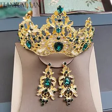 Новинка, свадебные головные уборы, сплав, стекло, бриллиант, Корона невесты, серьги, клипсы, наборы, свадебные аксессуары для волос, головные уборы, свадебная шляпа, головной убор