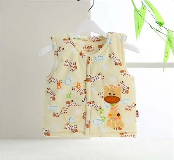 

New Born 100% cotton Warm children' s thicken Vest with hat 3 size outside For Winter 028