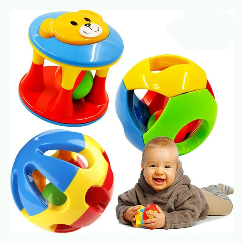 

2 PCS/Set New Lovely Baby Rattles Plastic Baby Toys Hand Shake Bell Ring Toys Baby Educational Toys WJ264