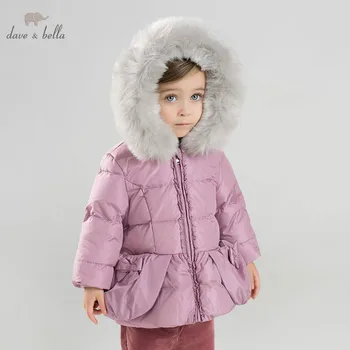 

DB8965 dave bella baby girls winter Down jacket children 90% white duck down outerwear fashion purple coat