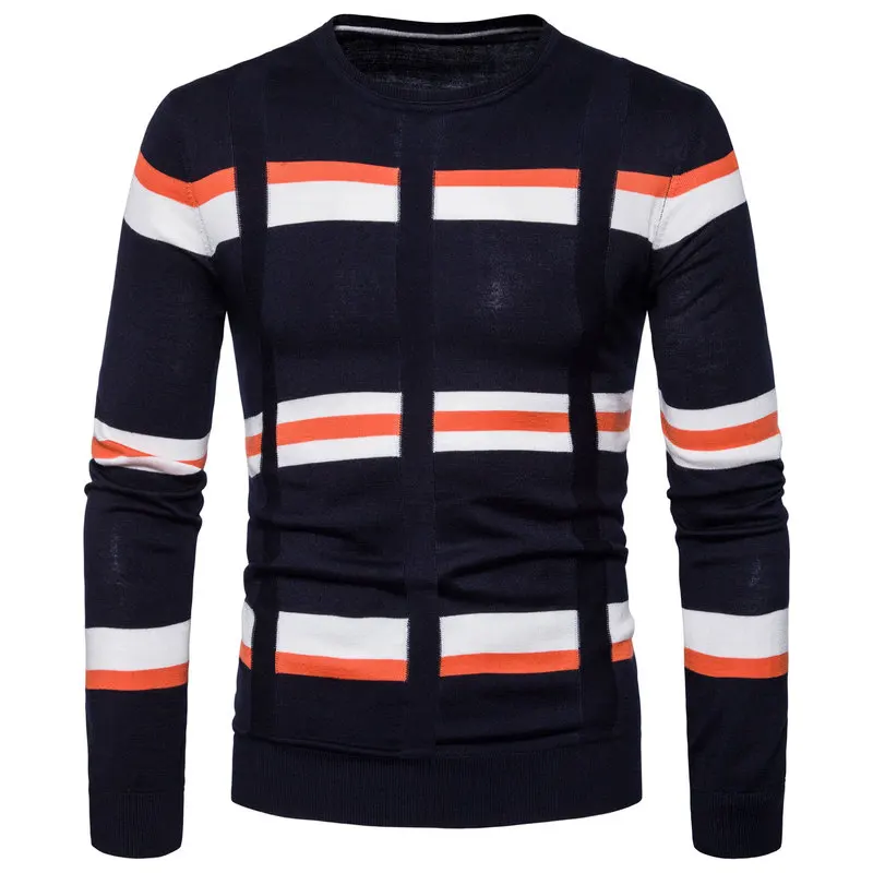 

Mens Autumn Winter Sweater Mens Fashion Casual Pullover Striped Slim Fit Jumpers Knitred Woolen Korean Style Sweaters