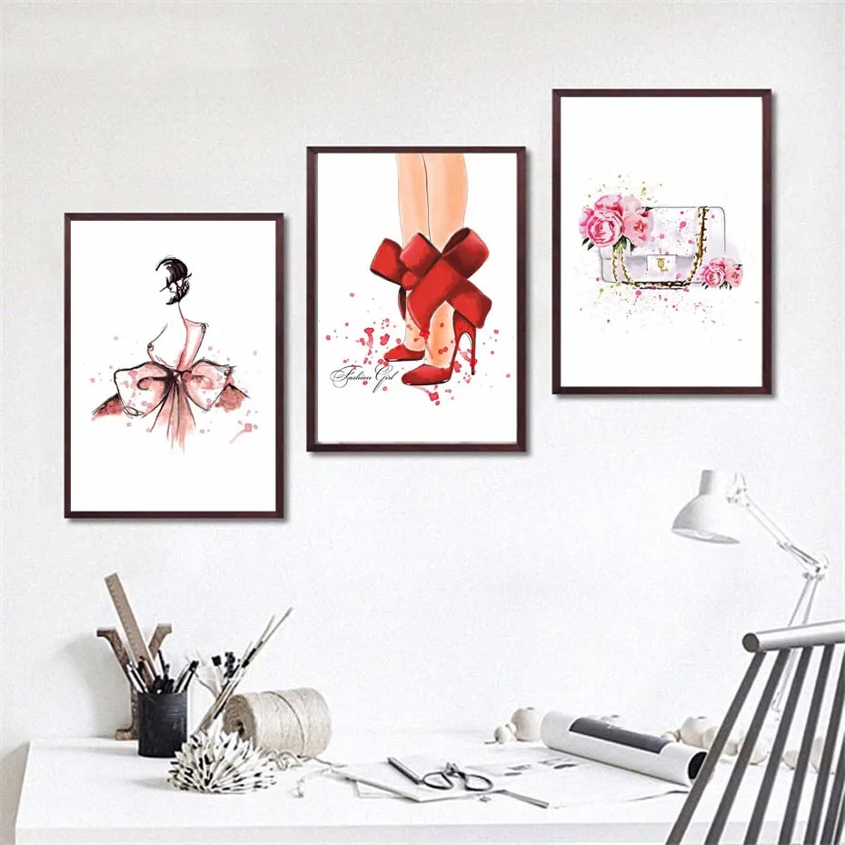 Sexy Red Lips Bag Canvas Painting Modern Oil Wall Art Print Poster Bedroom Makeup Room No Frame Sexy Red Lips Bag Canvas Painting Modern Oil Wall Art Print Poster Bedroom Makeup Room No Frame