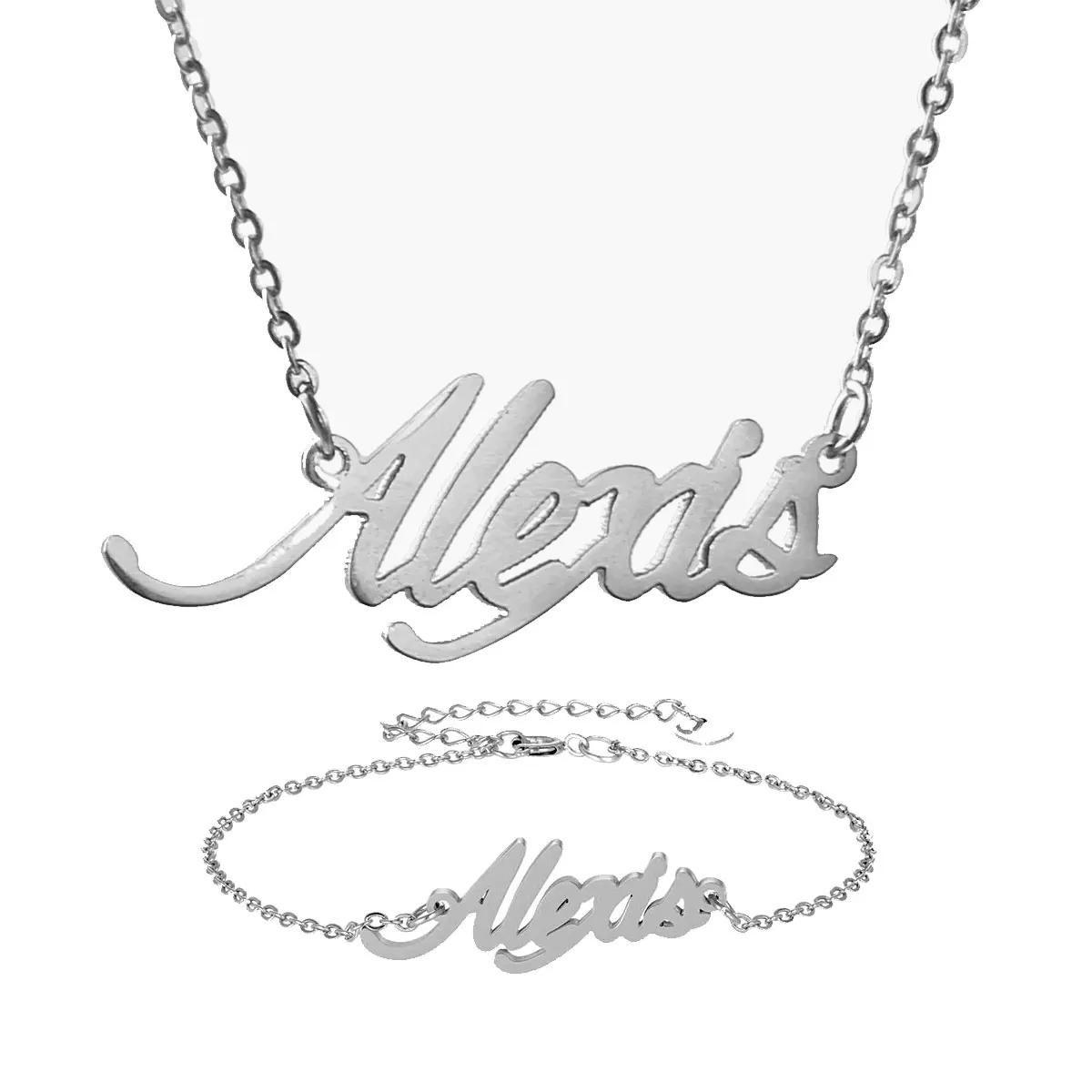 Модное ожерелье из нержавеющей стали + Набор браслетов &quotAlexis&quot с буквенным