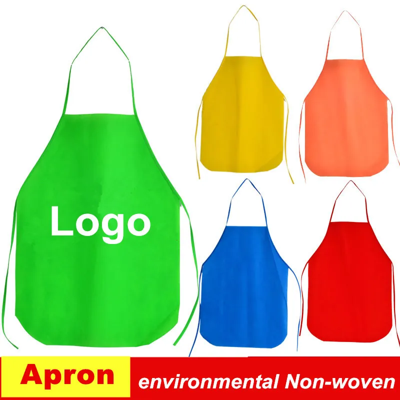 PP Non woven kitchen aprons Adult Disposable Aprons Printed Logo