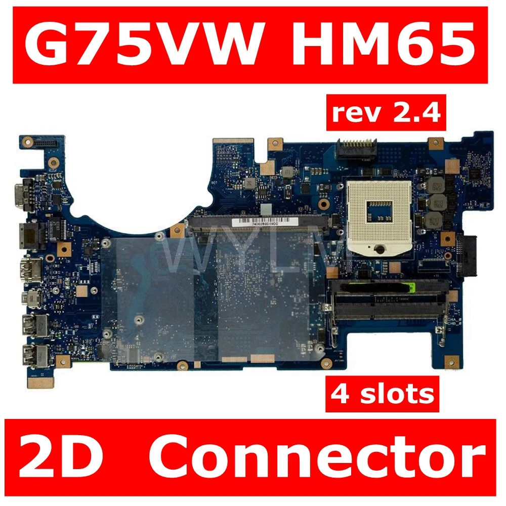 cheap G75VW MAIN_BD._0M AS 2D GA 90R N2VMB1600Y 2D Connector Mainboard For ASUS ROG G75V G75VX G75VW Laptop Motherboard 100% Tested