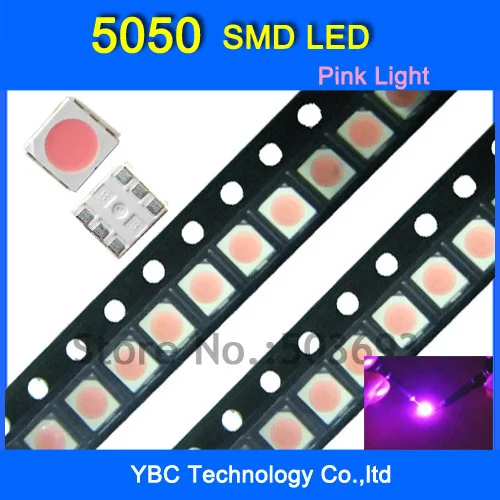 5050 SMD светодиодный 200 шт./лот ультра яркий розовый диодный Свет