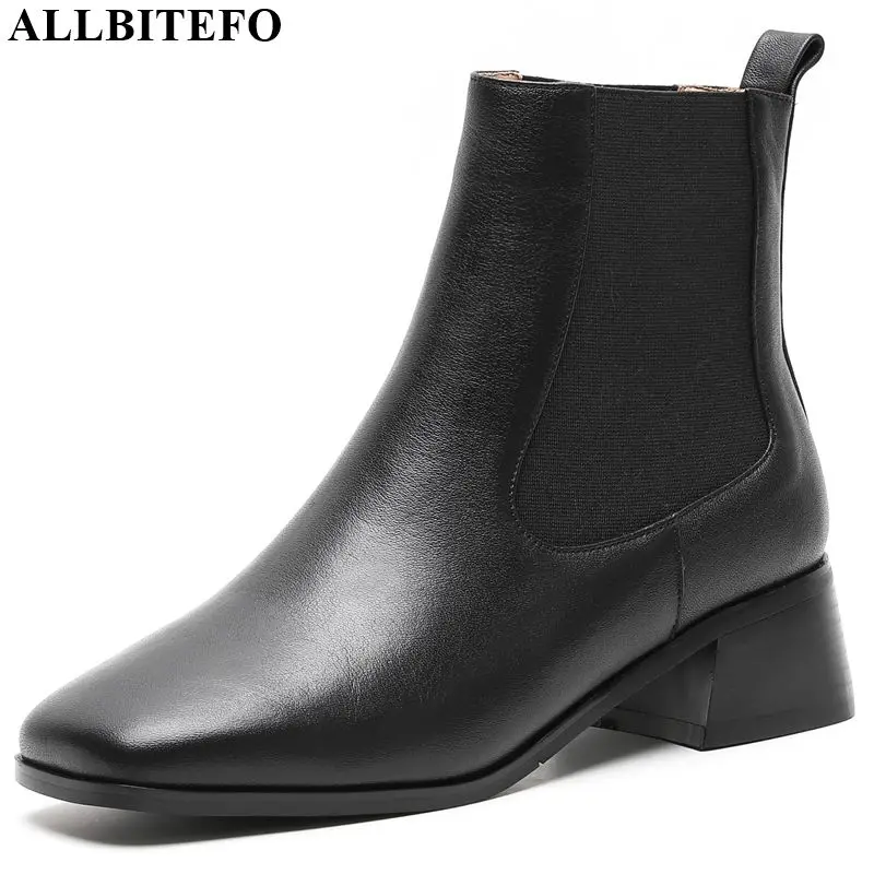 

ALLBITEFO real genuine leather women boots Autumn Winter leisure comfortable breathable ankle boots fashion boots High quality