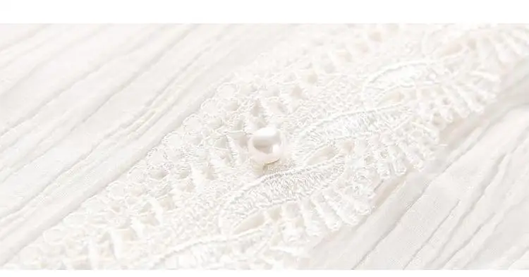 Dingaozlz blusas femininas elegante белая рубашка на осень с v-образным вырезом женские кружевные топы Лоскутная шифоновая блузка с бисером Повседневная рубашка
