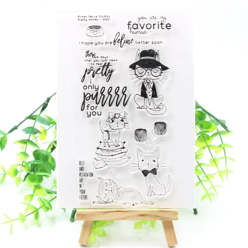 

KSCRAFT Cute Cats Transparent Clear Silicone Stamps for DIY Scrapbooking/Card Making/Kids Crafts Fun Decoration Supplies 313