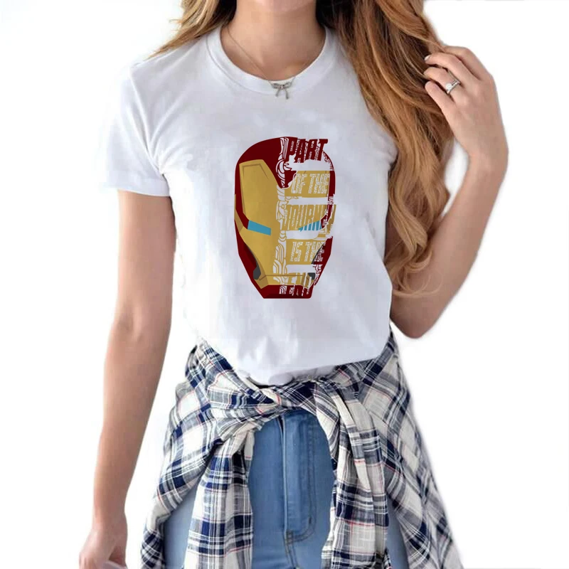 

Tony Stark Avengers Iron Man T Shirt Women Marvel Movie Avengers Endgame Vogue White T-shirts Short Sleeve Streewear Clothes