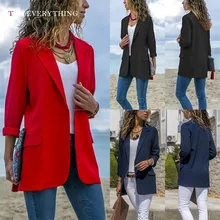 Черный женский пиджак, блейзер с длинным рукавом, повседневный Блейзер, Женский Длинный блейзер, женский жакет, американский пиджак, Женская Осенняя коллекция