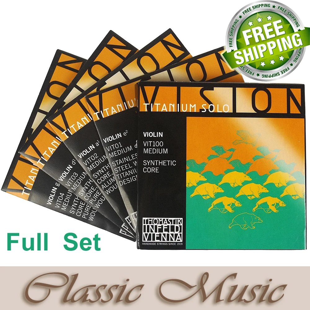 

Thomastik Vision Titanium Solo Violin Strings (VIT100),Full set ,Set 4/4 Medium. Made in Austria. free shipping,