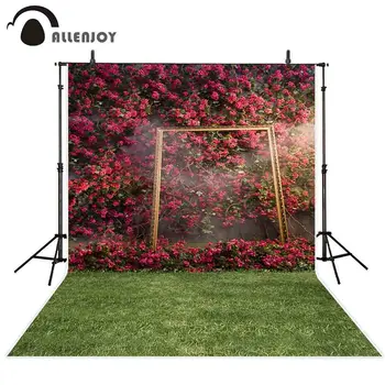 

Allenjoy photography backdrop flower wall wedding spring nature grass frame background photobooth photocall photo studio fabric