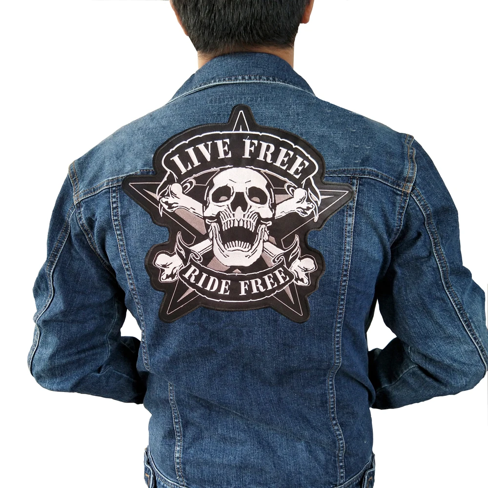 

live free Iron On Patch Embroidered Applique Sewing Label punk biker Patches Clothes Stickers Apparel Accessories Badge
