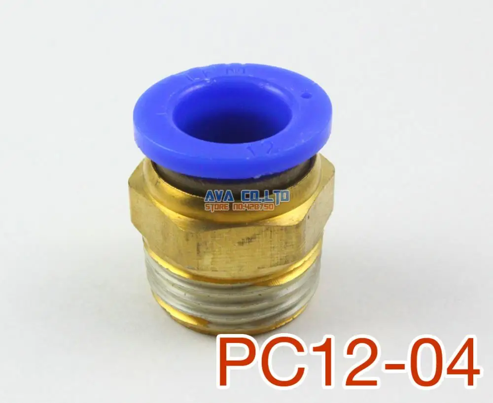 

10 Pieces Tube OD 12mm x 1/2" BSPT Male Straight Pneumatic Connector Push In To Connect Fitting