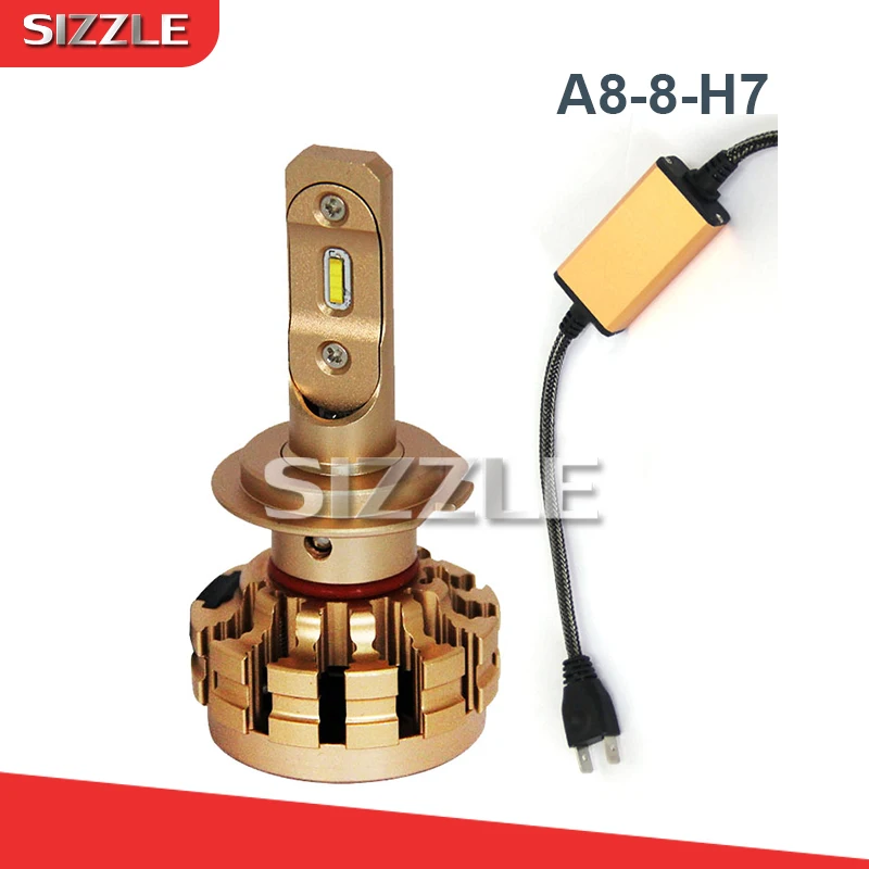 Vente A8 8 H7 2 pièces ampoules de phares led Kit de Conversion De L éclairage 60 W 7600LM Ampoules 6000 K 9 V 30 V Blanc lumière