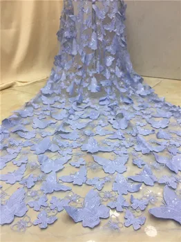 

Nigerian Lace Fabrics in sequines Dress Material butterfly design lace fabric 2018 high quality African sequin mesh fabric X12