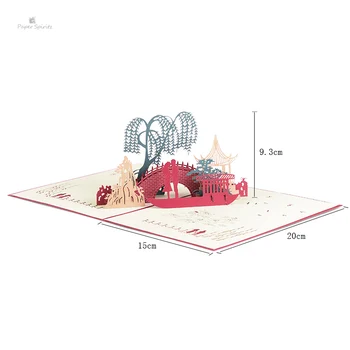 

The Bridge 3D Pop up Card paper Love wedding card with blank envelope invitations greeting cards for Mother Friend Children