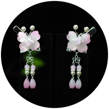 1 шт. Винтажные заколки для волос с кисточками вишневого цвета, антикварные заколки для волос, заколка для волос на боковой застежке, китайский традиционный головной убор, заколки для волос ручной работы