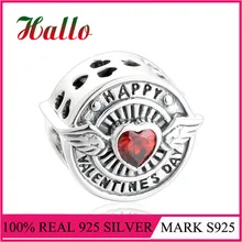 С Днем Святого Валентина серебряные подвески DIY бусины, подходящие для подвесок-шармов Серебро 925 оригинальные breloque браслеты бусины для изготовления ювелирных изделий