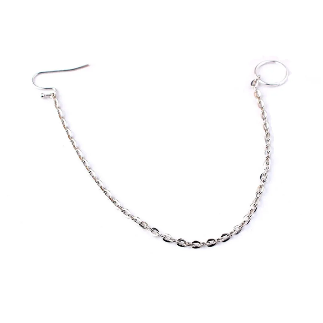 Fashion Punk Silver Gold Copper Nose Rings Chain Simple Link Chain Fake Septum Piercing Nose Rings&Studs Ear Chain Body Jewelry