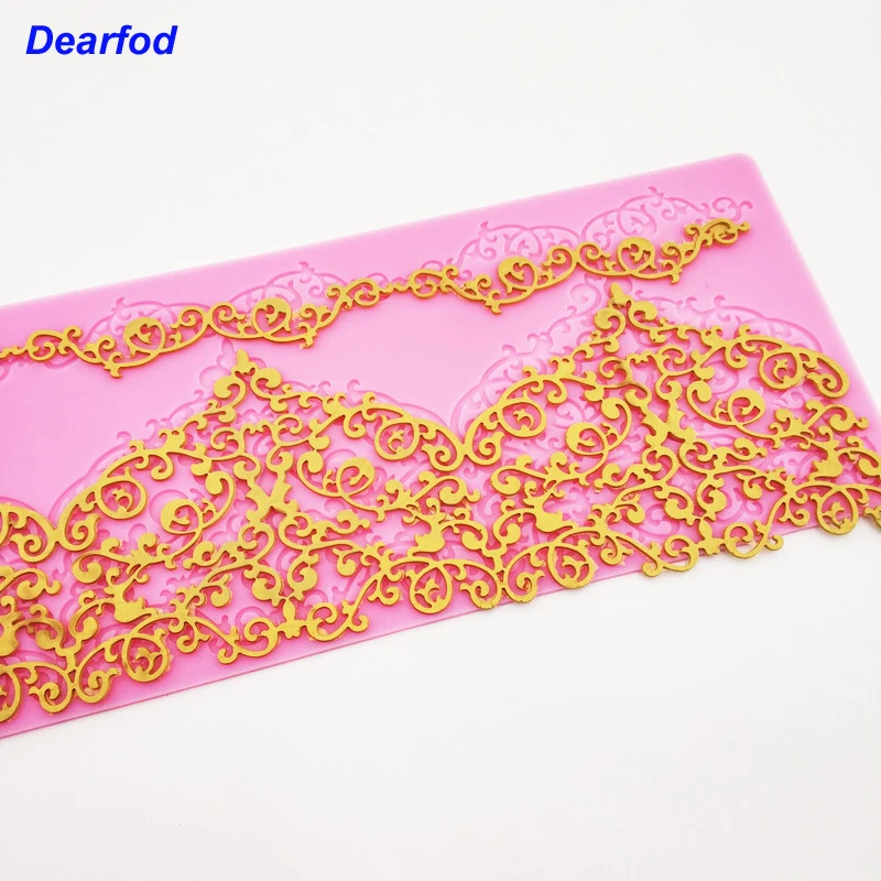 

MX123 Flower pattern Lace Mold Silicone Sugar Lace Pad Cake Brim Decoration Mold Kitchenware DIY Tool