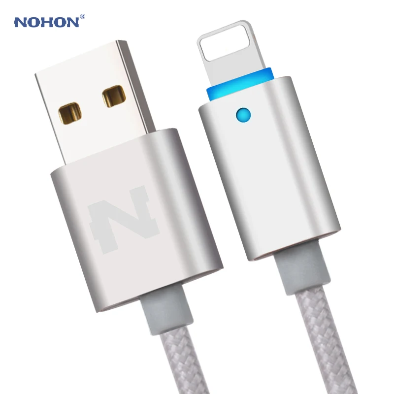 Nohon 150 см светодиодный смарт-кабель для Lightning iPhone X 8 7 6S 6 Plus 5S 5 ipad 4 кабель из алюминиевого сплава для IOS 10 11