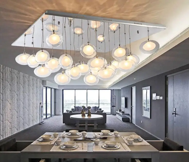 

Размер 80 см Современный простой стеклянные шаровые подвесные светильники личность спальня гостиная вилла яйцо Творческий подвесные светильники