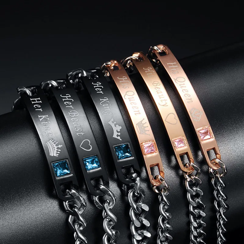 Modyle His Queen Her King Black Rose Gold Color Women's Male Chain Crystal Couple Bracelet for Men Dropshipping
Modyle His Queen Her King Black Rose Gold Color Women's Male Chain Crystal Couple Bracelet for Men Dropshipping