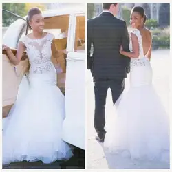 QQ Lover 2019 с коротким рукавом и низким вырезом на спине ремень «русалка» свадебное платье Vestido De Noiva халат de soiree