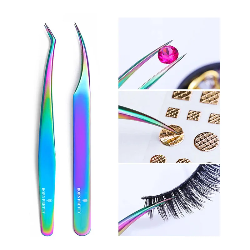 

BORN PRETTY 1PC Rainbow Chameleon Tweezer Eyebrow Clip Makeup Tool Stainless Steel Tweezer Grafting Eyelashes Nail Art Tool