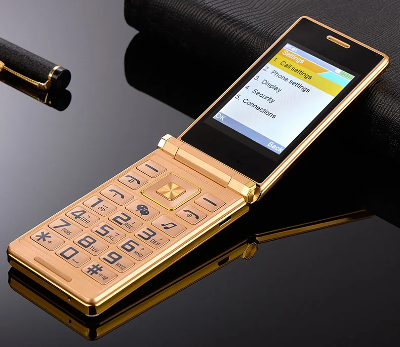 Флип-телефон 3," двойной дисплей две SIM сенсорный экран MP3 MP4 FM Вибрация большая клавиатура мобильный телефон для пожилых людей P084