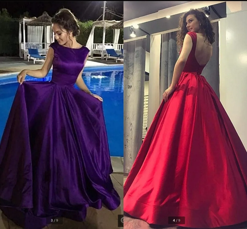 Vestido de festa винтажное фиолетовое ТРАПЕЦИЕВИДНОЕ сексуальное вечернее платье трапециевидной формы с открытой спиной Сатиновые вечерние платья длиной до пола с глубоким вырезом и коротким рукавом