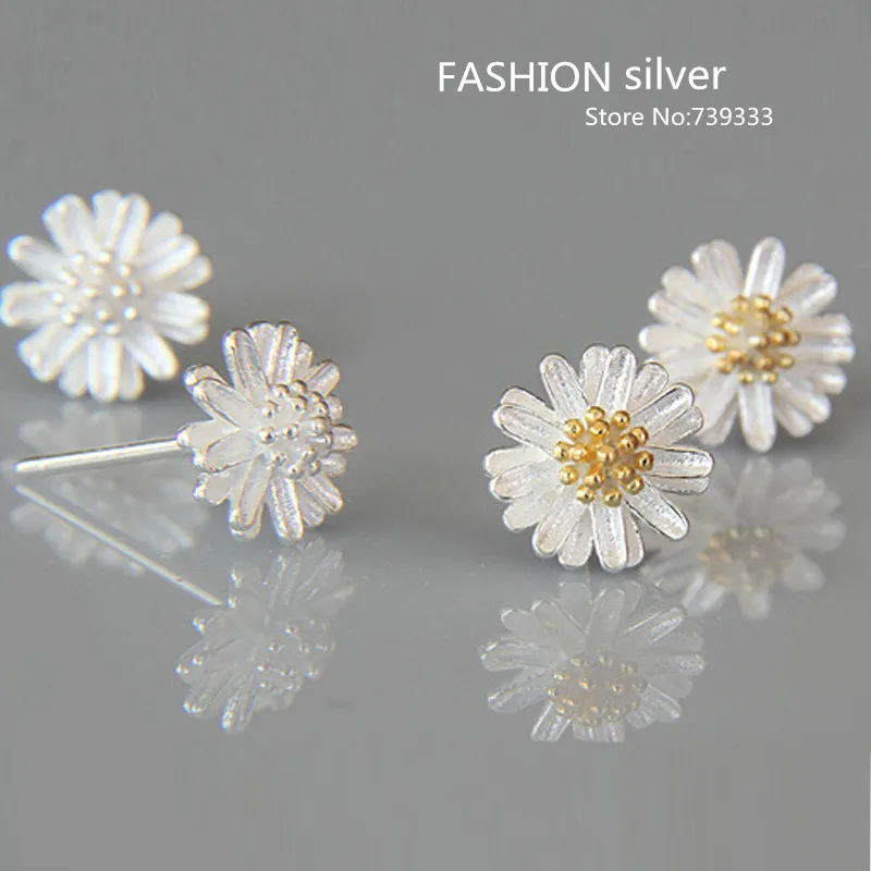 Real 925 Sterling Silver Earrings Beautiful Sunflowers Daisy Stud Real 925 Sterling Silver Earrings Beautiful Sunflowers Daisy Stud Fashion Jewelry Small Flower For Women In From