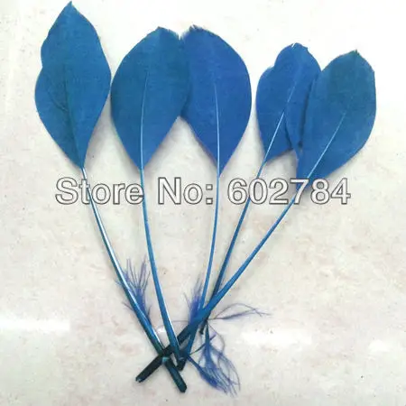 

Free Shipping 100pcs/Lot 10-15cm Blue Stripped Goose Feathers Party Mask Hat Millinery Accessory Dyed Single Feathers