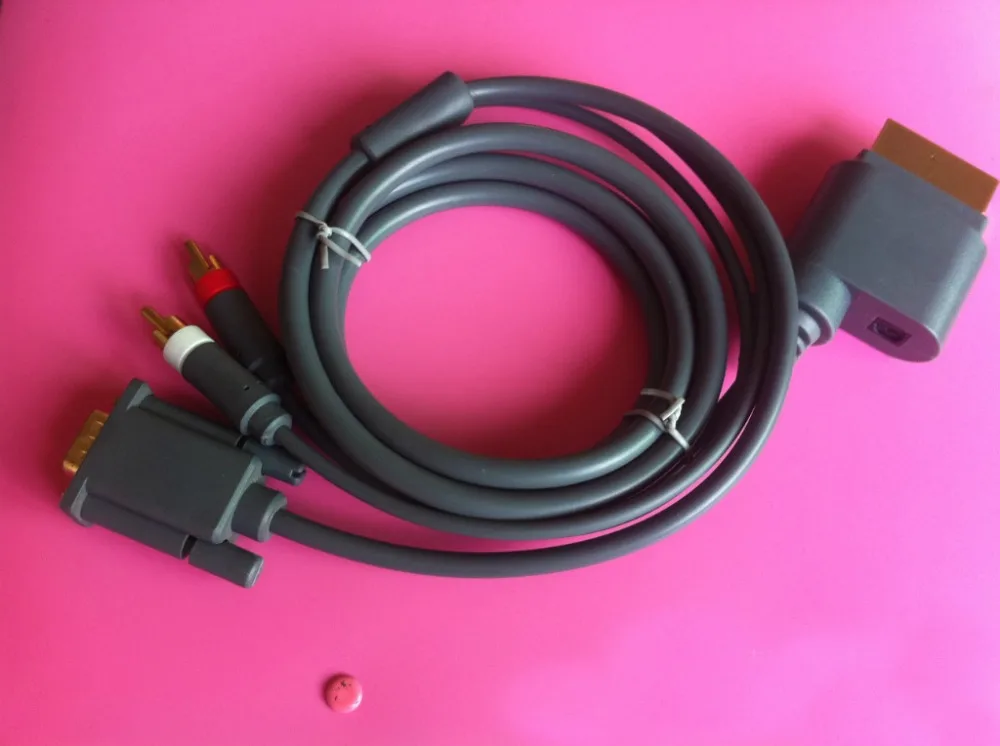 Hd Vga + 2 Rca Cable Slim Video Audio Av Pc Monitor Vga Cable Cord