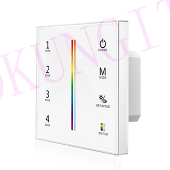 

85-265VAC 4 Zones 2.4G RGB+ Color Temperature Touch Panel Remote Control T15-1 RGB+CCT vertical bar DMX512 panel master Control