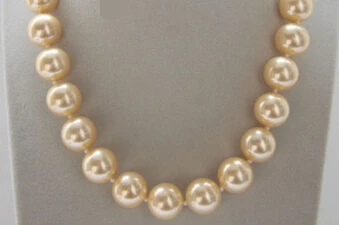 

ddh002106 18" 16mm round champagne south sea shell pearls necklace magnet clasp