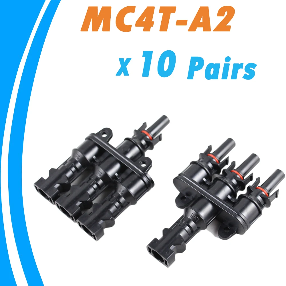 

10 pairs Solar Panel MC4 3 to 1 T Branch Connectors One Female to Three Male,One Male to Three Female MC4 Panel Cable Connectors