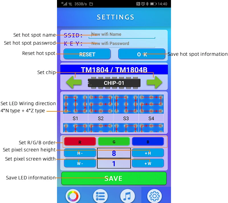 LC2000A/B Wi-Fi музыкальный SPI контроль светодиодный цифровой пиксельный светильник, светодиодный контроллер экрана 1024-2048 пикселей, со встроенным микрофоном