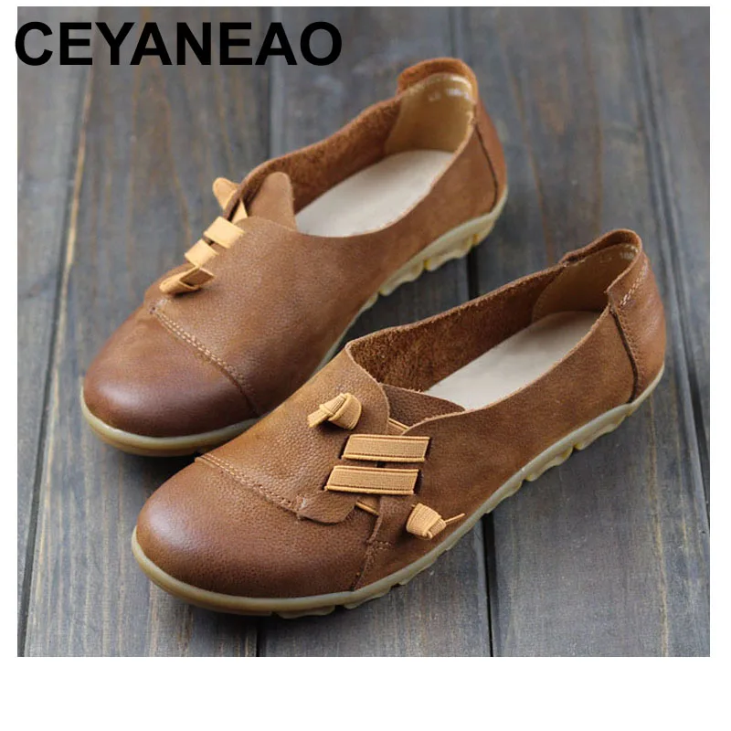 

CEYANEAO Woman Shoes Genuine Leather Women's Moccasins Shoes Round toe Sliop on Ladies Flat Shoes Casual Female Footwear (188-3)