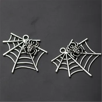 

4pcs Antique Silver Color Black Widow Spider Web Charm Alloy Pendant Necklace Bracelet DIY Metal jewelry Handmade 50*42mm A1011